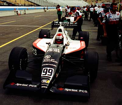 Sam in the car on pit lane