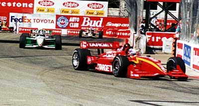 Juan Montoya leading Dario Franchitti